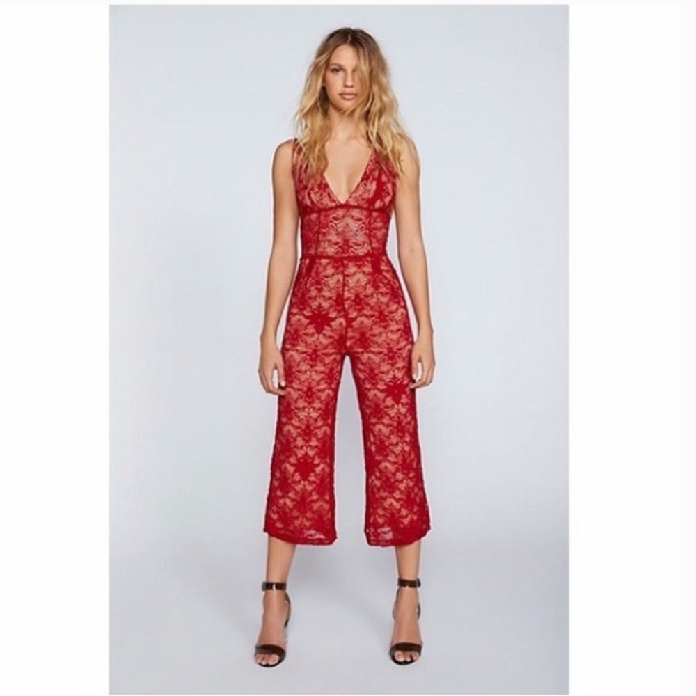Free People Red Nightcap Jumpsuit size 2